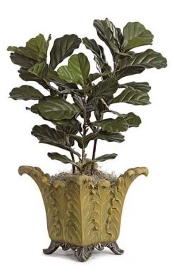 Fiddle Leaf Fig Bush - 3 Synthetic Trunks - Green- FIRE RETARDANT