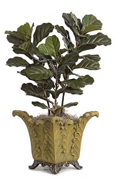Fiddle Leaf Fig Bush - 3 Synthetic Trunks - Green- FIRE RETARDANT