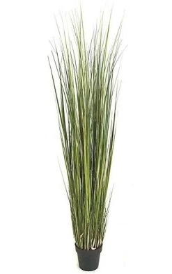 6 Feet PVC Onion Grass Plant - Green/Yellow - Weighted Base