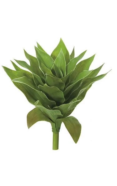 13 Inches Plastic Agave Plant - 25 Green Leaves - 13 Inches Width - Bare Stem