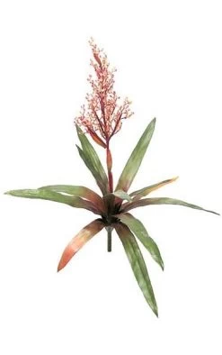 25 Inches Bromeliad - Natural Touch - 12 Leaves - 1 Flower - 24 Inches Width - Red/Yellow