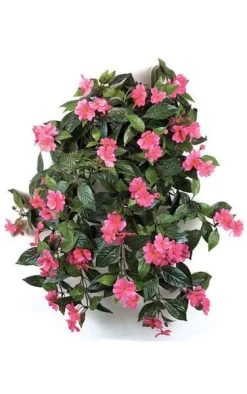 27 Inches Impatiens Bush - 417 Leaves - 62 Flowers - 5 Buds - - Cerise-Beauty