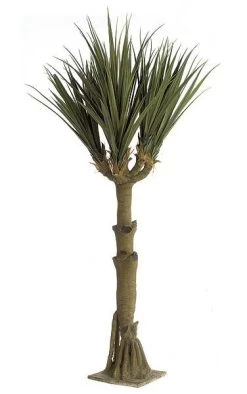 11 Feet Yucca Tree - Fiberglass Trunk - 6 Heads - 127 Leaves - Green/Brown
