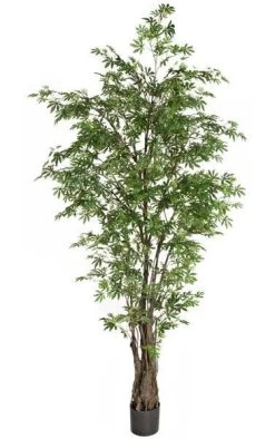 7 Feet Japanese Maple Tree - Synthetic Trunk - 1,705 Green Leaves - 43 Inches Width - Weighted Base