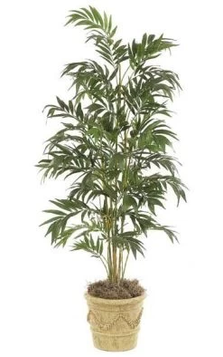 6.5 Feet Bamboo Palm - 5 Synthetic Canes - 672 Leaves - Green - Bare Trunk