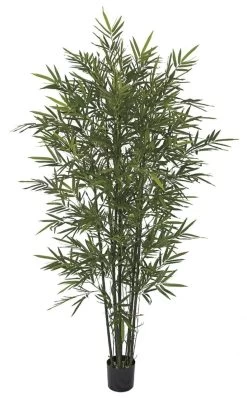 7 Foot Bamboo Palm Tree With Natural Bamboo Trunks