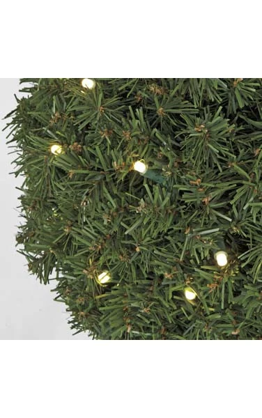 5 Feet Outdoor PVC Pine Triple Ball Topiary - 150 Warm White 5mm LED Lights - Image 2