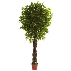 7.5 Foot Artificial Outdoor Ficus Tree U.V. Stabilized (resists Fading Under Sunlight). Create Your Own Tropical Oasis!