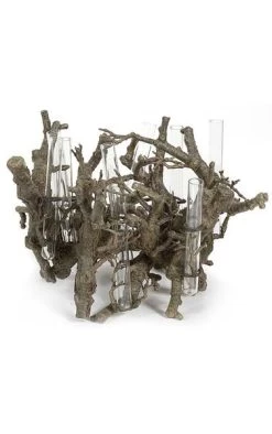 Glass Tube Vase - 12 Inches X 10 Inches X 8 Inches - Brown