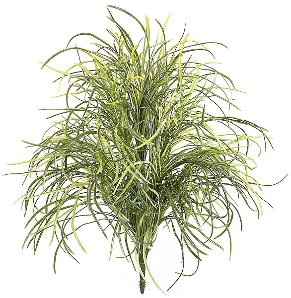 24 Inches Plastic Angel Hair Grass Bush - Green/Yellow Leaves - Bare Stem - Image 2