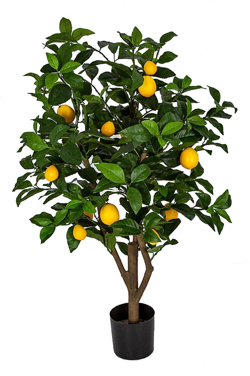 3 Foot Artificial Lemon Tree On Natural Wood Trunk