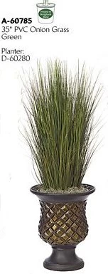 A-60785 30 Inches PVC Onion Grass - Green- Weighted Base