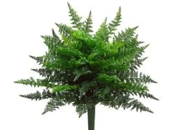 EF-287 19 Inches Plastic Ruffle Fern Bush Green Indoor/Outdoor (Sold In A 4pc Set)