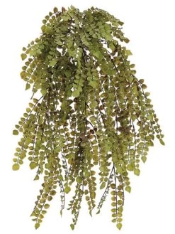 EF-008 23.5 Inches Plastic Button Fern Hanging Bush Green Indoor/Outdoor (Sold In A 4 Pc Set)