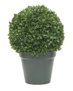 EF-3395 10 Inches Tall Leucodendron Boxwood Ball Topiary 8 Inches Wide