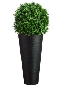 EF-7667 44"Hx16"Wx16"L Boxwood Ball In Bamboo Container Green Indoor/Outdoor