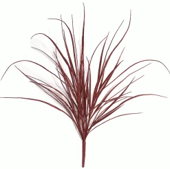 A-72252 36 Inches Glittered Grass Bush - 44 Leaves - 6 Inches Stem - Red