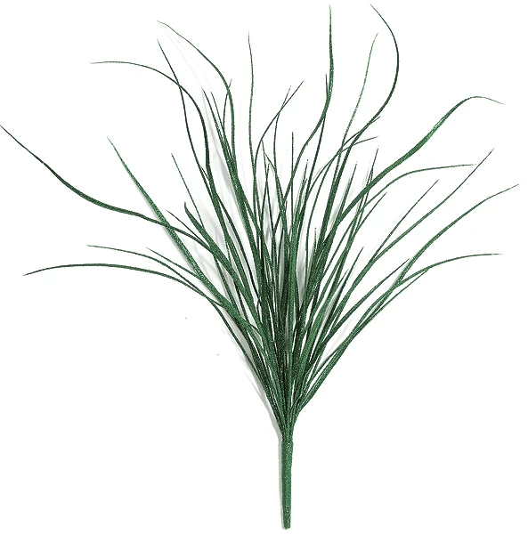 A-72251 36 Inches Glittered Grass Bush - 44 Leaves - 6 Inches Stem - Green