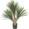 28 Inches Outdoor Plastic Baby Yucca Plant - Synthetic Trunk - 3 Heads - 24 Inches Width