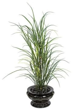 A-61610 4 Feet Plastic Grass Plant - Green 162 Green Leaves Weighted Base Indoor/Outdoor