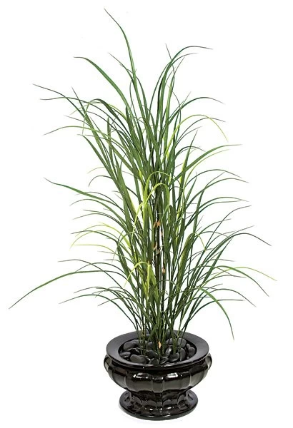 A-61610 4 Feet Plastic Grass Plant - Green 162 Green Leaves Weighted Base Indoor/Outdoor