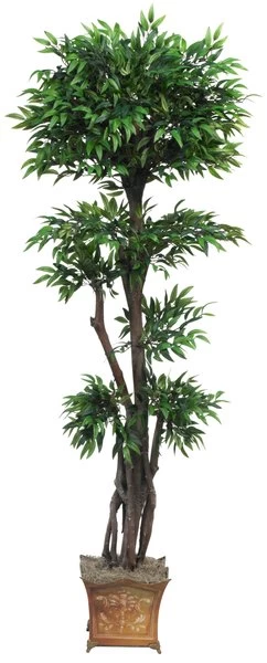 EF-1879 5 Feet Tropical Ruscus Topiary Has 6 Tiers With 2,762 Leaves On Natural Trunks