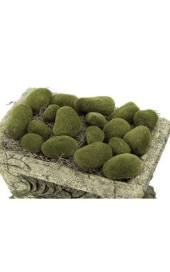 Plastic Moss Stone - 18 Pieces Per Bag - Green