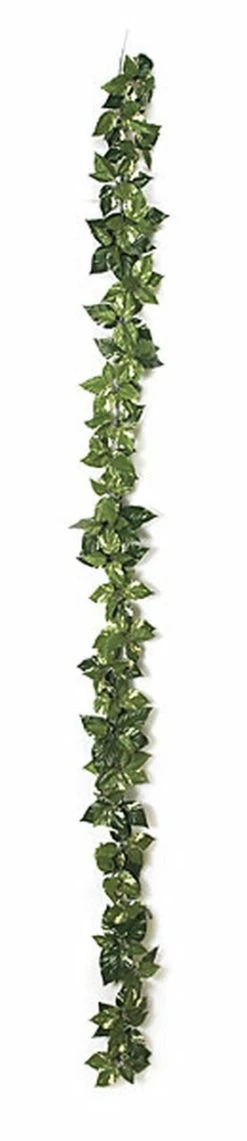 9 Feet Pothos Garland - 116 Green/White Leaves - 8 Inches Width - FIRE RETARDANT
