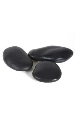 Set Of 3 Fire Retardant Polyresin Large Plastic River Rocks - Black - IFR