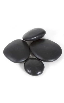 Set Of 4 Polyresin Small Plastic River Rocks - Black - IFR