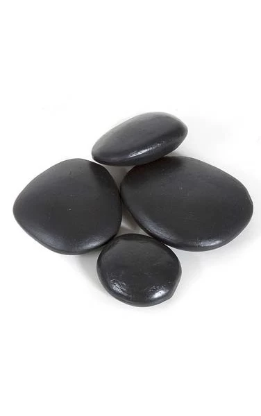 Set Of 4 Polyresin Small Plastic River Rocks - Black - IFR