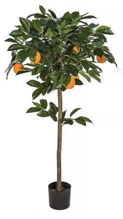 4.5 Feet Orange Topiary - Natural Trunk - 336 Leaves - Weighted Base