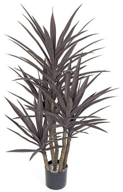 53 Inches Plastic Yucca Tree - 5 Burgundy Heads - 36 Inches Width - Weighted Base - Outdoor UV Protection